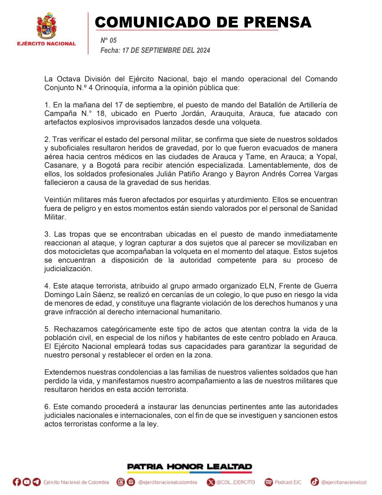 Atentado terrorista Arauca al aire noticias page 0001 2 al aire noticias de arauca