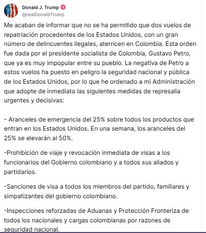 Crisis diplomatica estados unidos colombia DONALD TRUMP GUSTAVO PETRO noticias de arauca