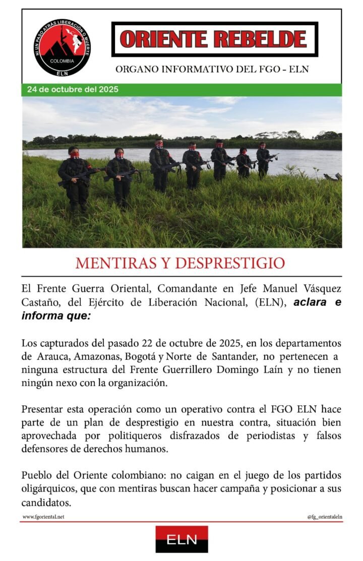 eln capturados comunicado oct 24 de 2025 ok al aire noticias de arauca