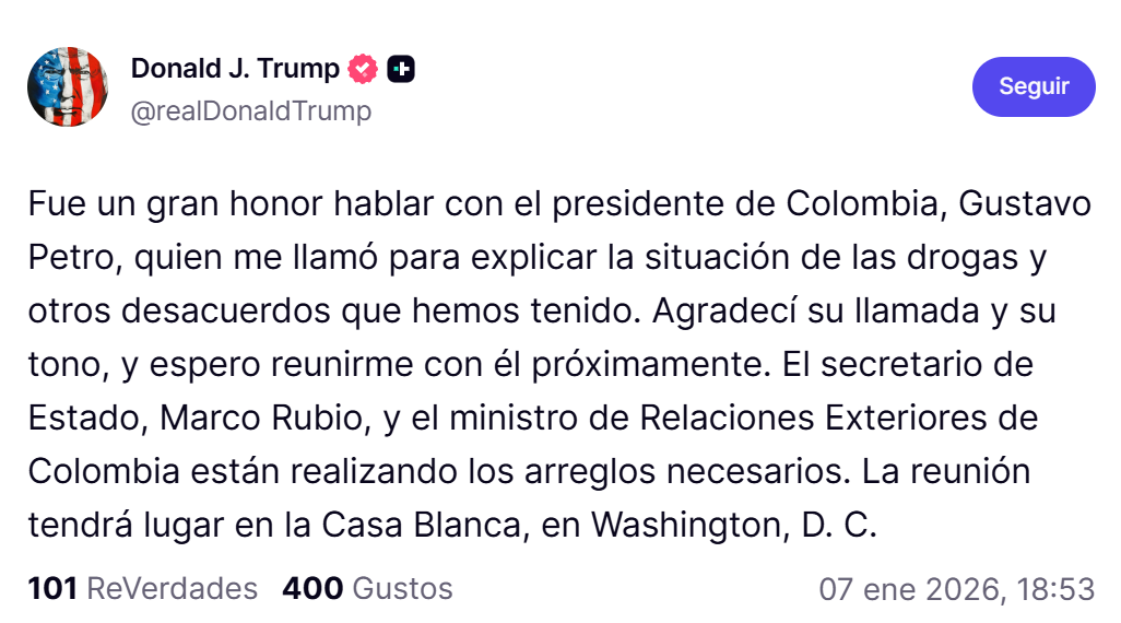 Trump y Petro sostuvieron llamada telefónica y se reunirán en Washington 1 noticias de arauca Trmp y Petro llamada telefonica al aire noticias de arauca