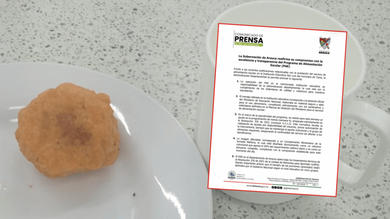 Gobernación de Arauca responde a críticas por refrigerio escolar difundido en redes