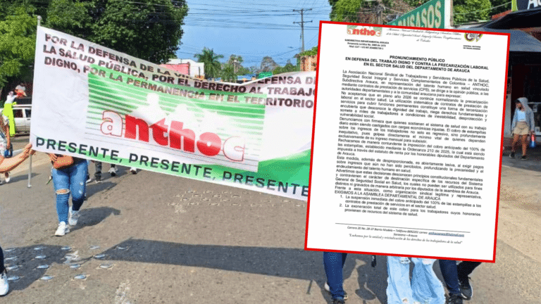 Sindicato ANTHOC rechaza cobro anticipado de estampillas y denuncia precarización laboral
